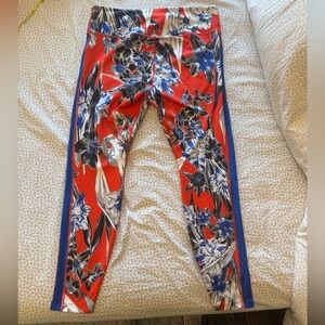 Nike Red Floral Leggings with Blue and Black Floral Accents